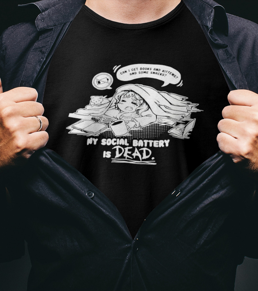 My Social Battery Is Dead Exhausted Comic Style Pop Art Naptime T-Shirt