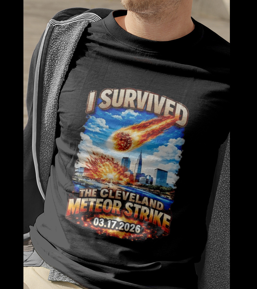 I Survived Cleveland Meteor Strike 03 17 2026 City Skyline Impact Event T-Shirt