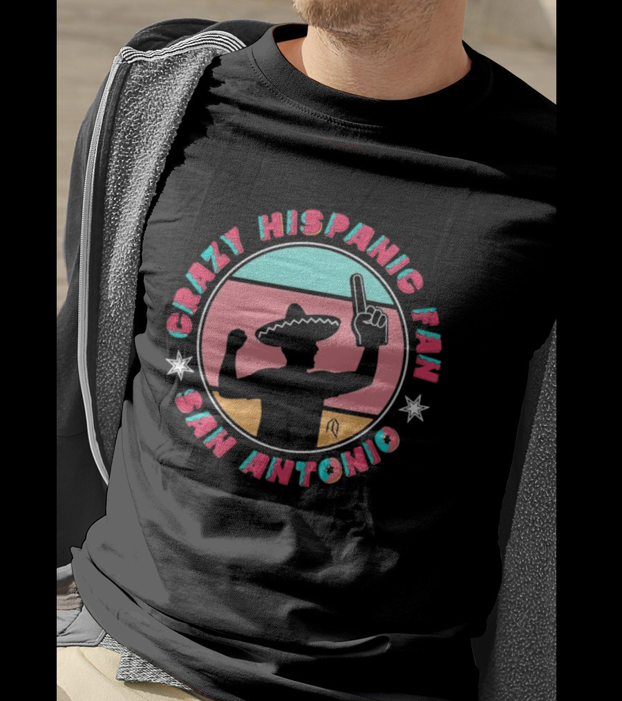 Crazy Hispanic Fan San Antonio Sombrero And Number One Finger T-Shirt
