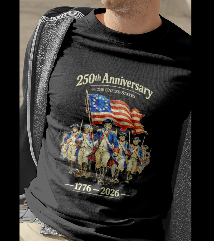 250th Anniversary American Patriots Holding Flag 1776 2026 T-Shirt