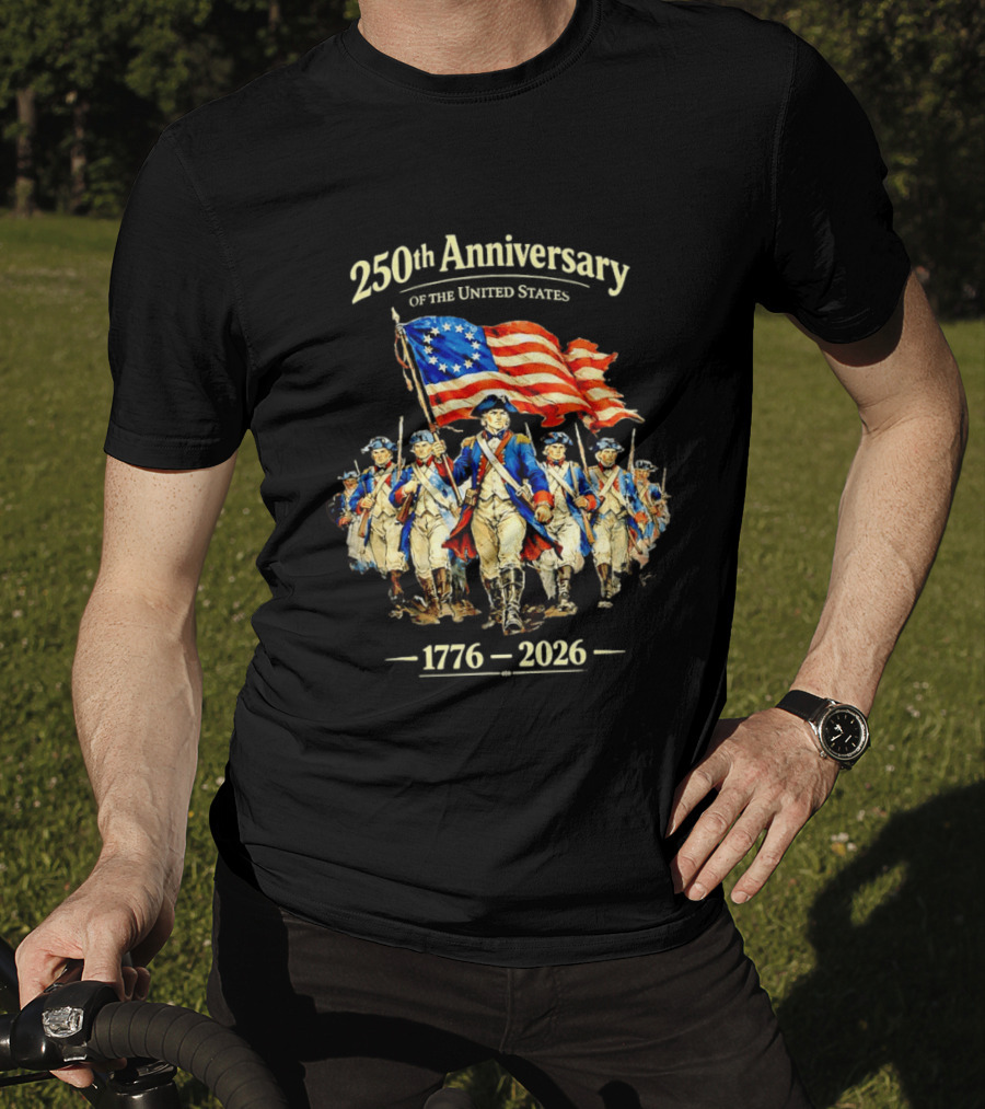 250th Anniversary American Patriots Holding Flag 1776 2026 T-Shirt