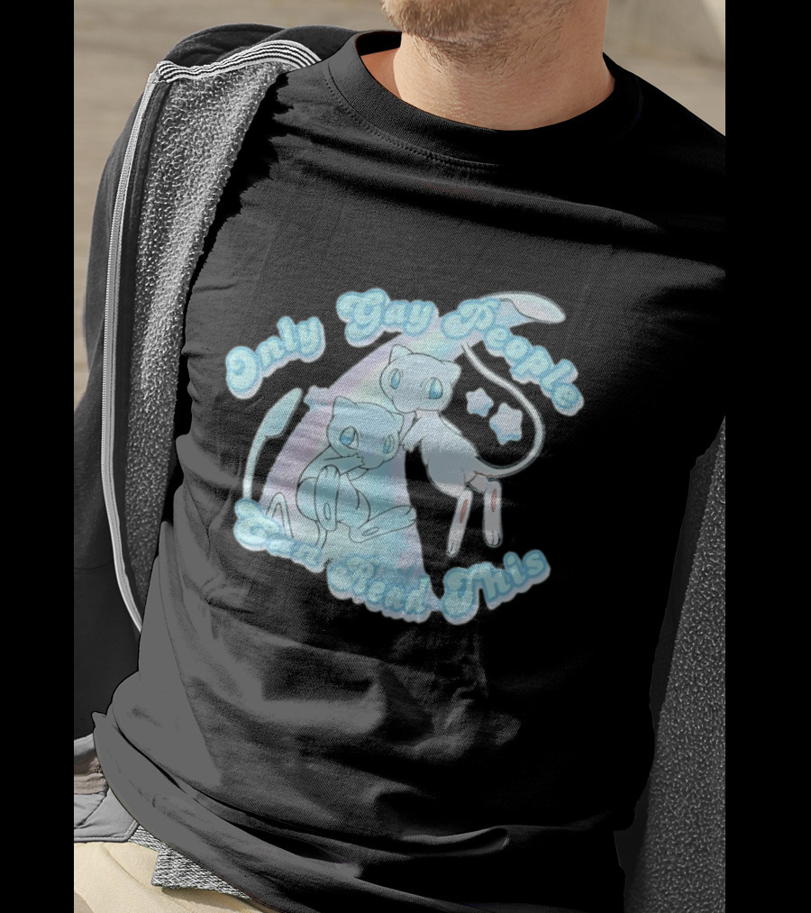 Pokemon Mew Only Gay People Can Read This Stars Retro Rainbow T-Shirt
