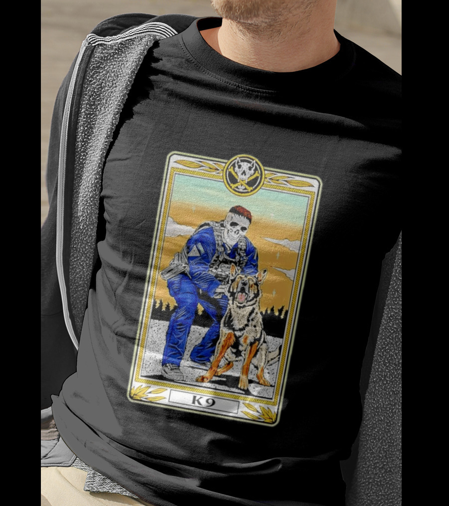 K9 Skull Masked Officer And German Shepherd Duo T-Shirt