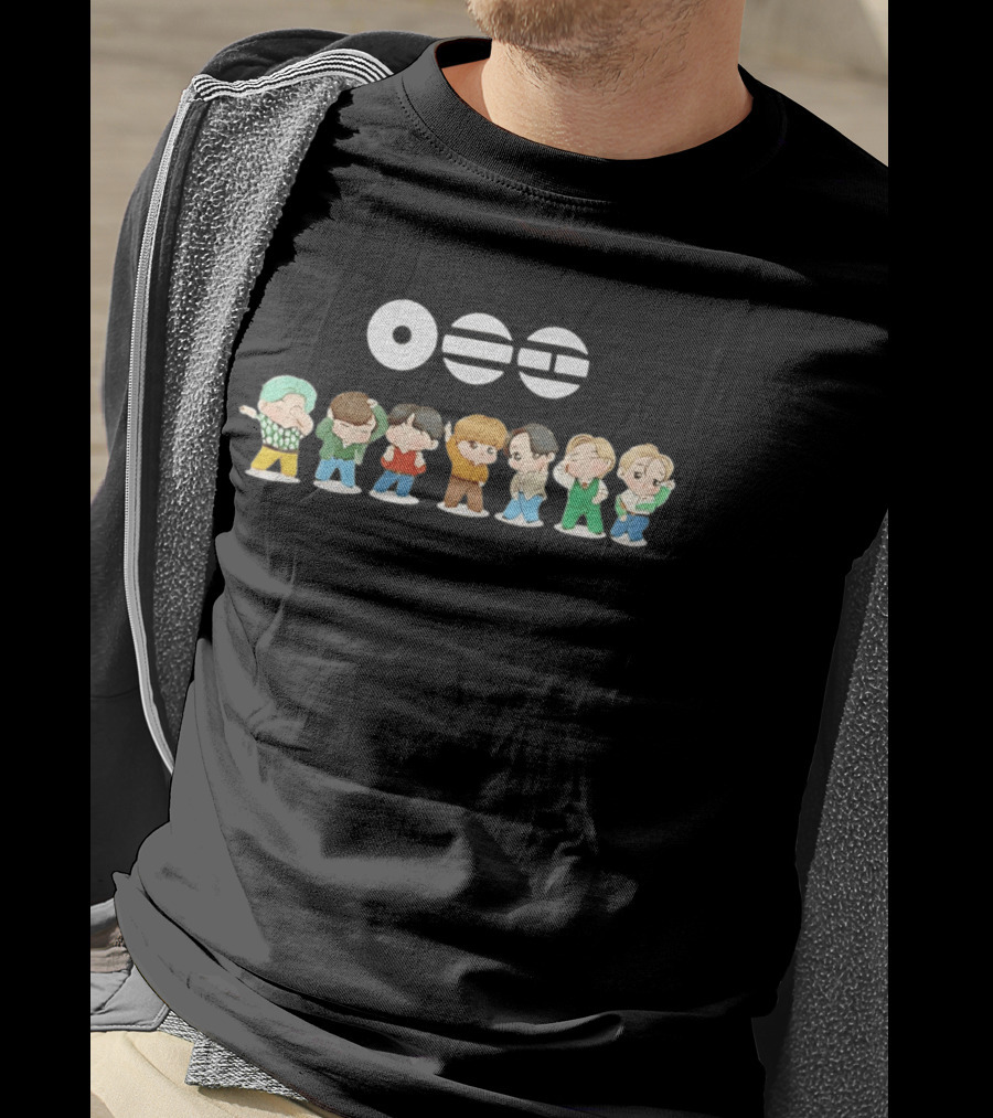 BTS Chibi Characters With Cute Expressions And BTS T-Shirt