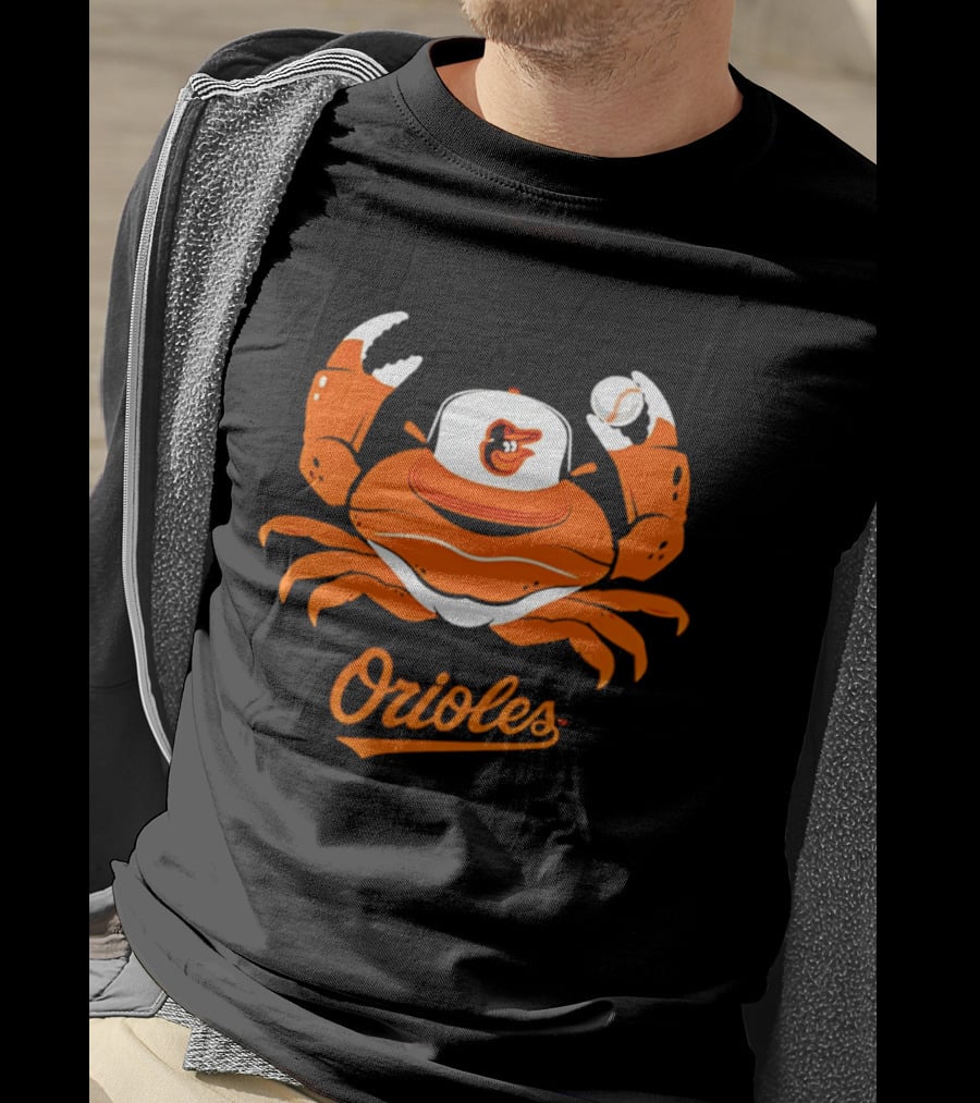 Baltimore Orioles Crab Mascot With Baseball Cap T-Shirt