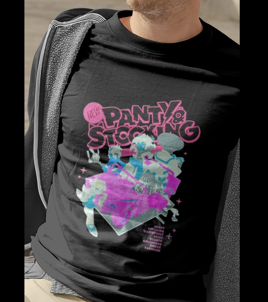 New Panty & Stocking With Garterbelt Anime Characters Colorful Car Scene T-Shirt