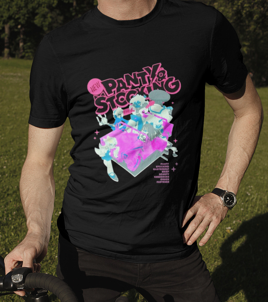 New Panty & Stocking With Garterbelt Anime Characters Colorful Car Scene T-Shirt
