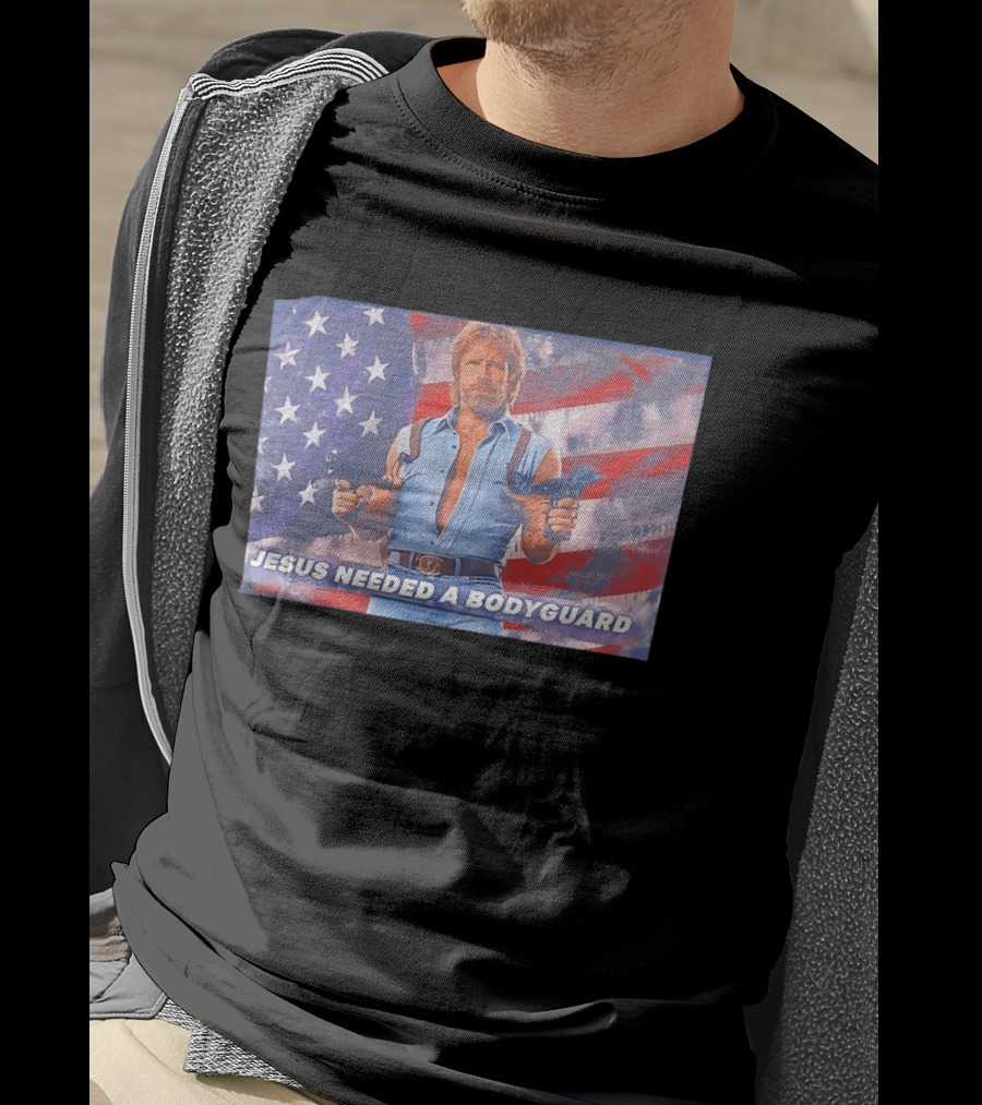 Jesus Needed A Bodyguard Chuck Norris USA Flag T-Shirt