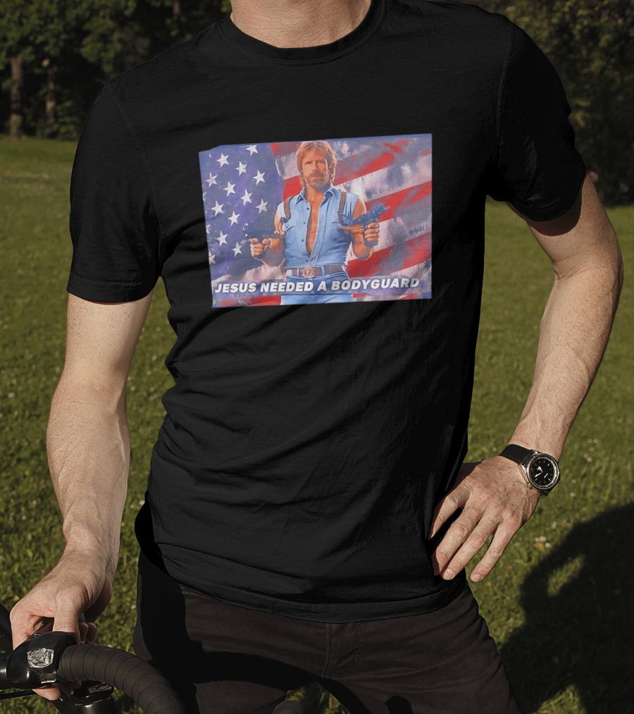 Jesus Needed A Bodyguard Chuck Norris USA Flag T-Shirt