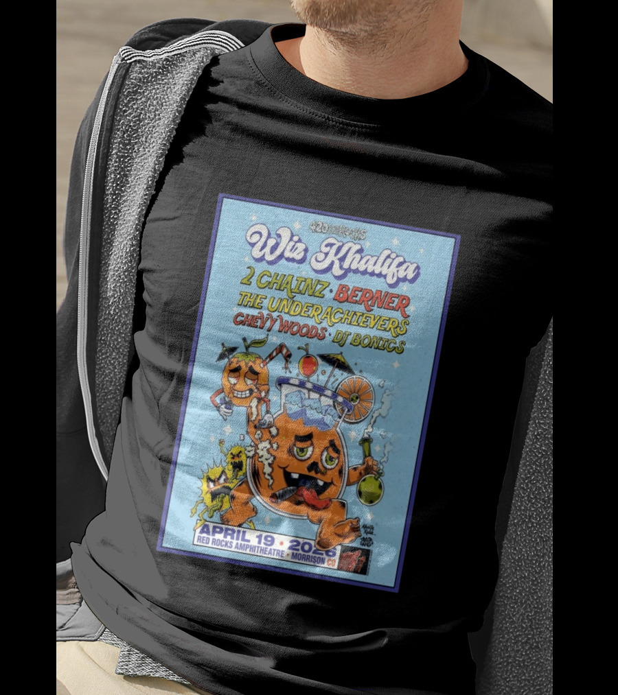 Wiz Khalifa 2 Chainz Berner The Underachievers Chevy Woods DJ Bonics Red Rocks Amphitheatre April 19 2026 Morrison CO 420ontherocks T-Shirt