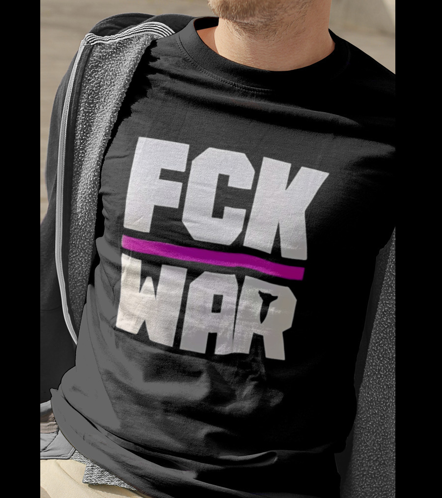 Fck War Anti Conflict Statement With Bold Block Letters And Pink Line T-Shirt