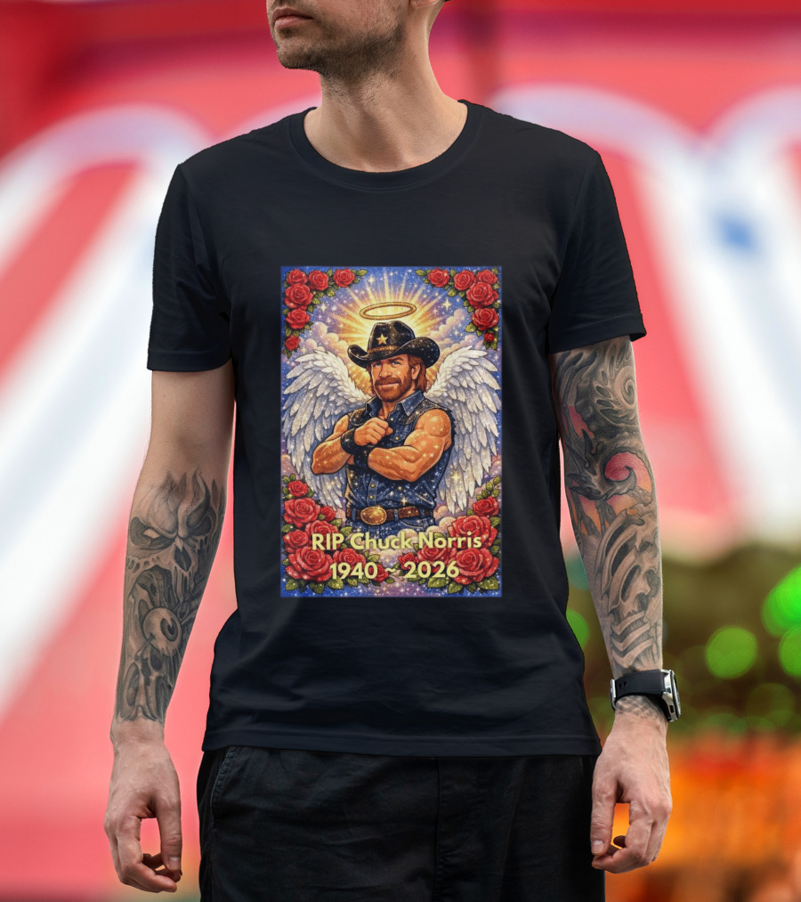 RIP Chuck Norris Angelic Cowboy Tribute 1940 2026 T-Shirt