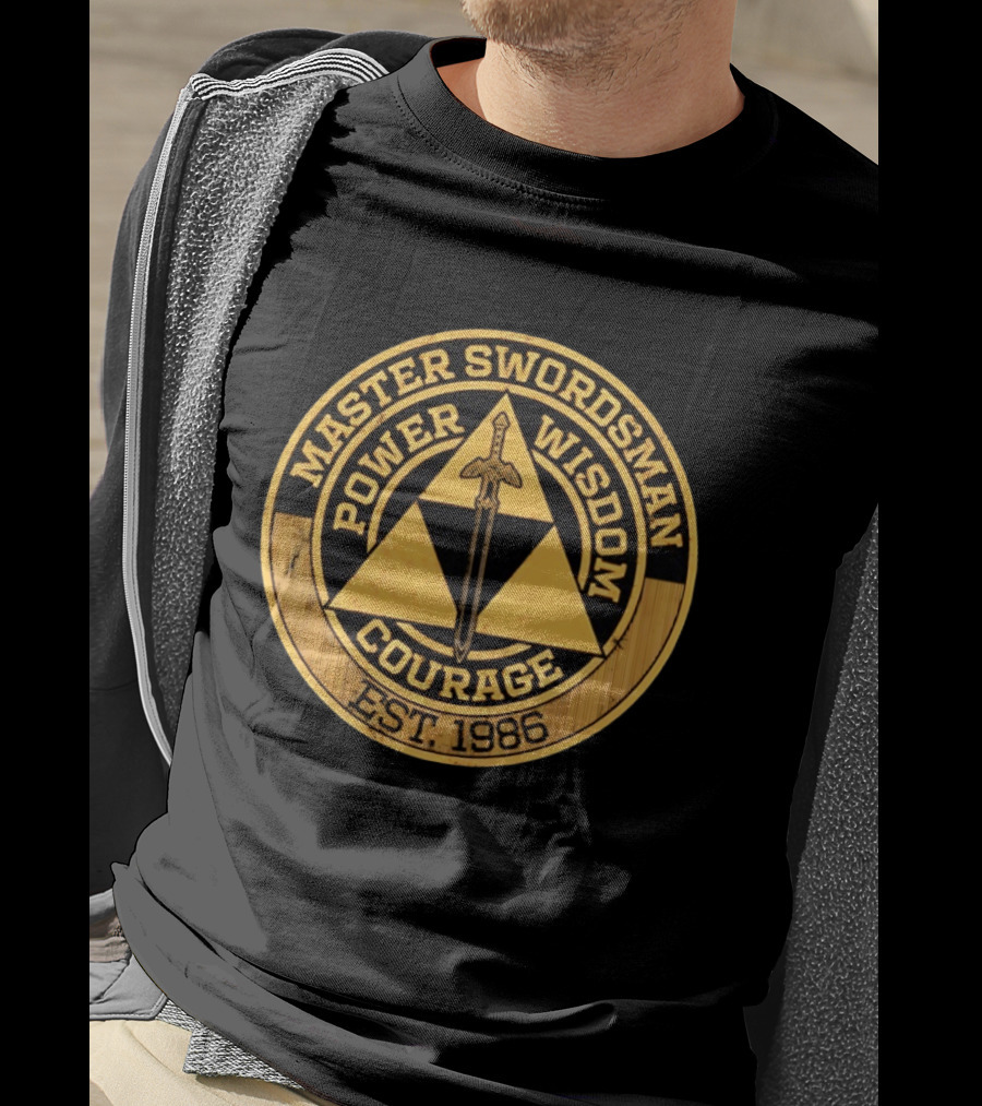 Master Swordsman Power Wisdom Courage Triforce Emblem Est 1986 Legends T-Shirt