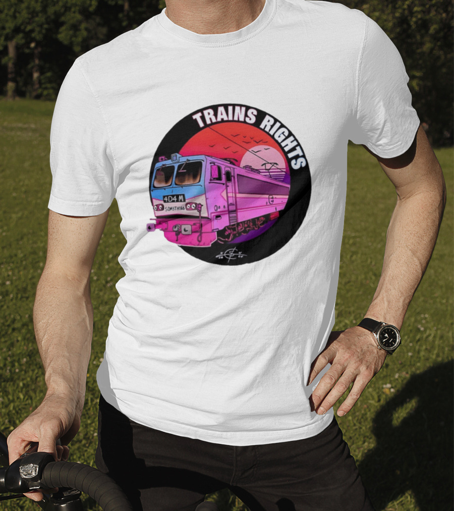 4D4M Something Trains Rights Sunset Train T-Shirt