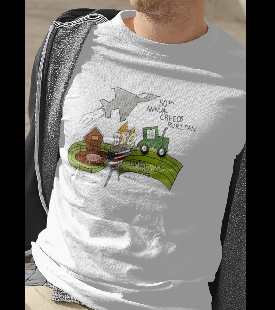 50th Annual Creeds Ruritan March 21st 2026 Farm Scene With Tractor And Barn T-Shirt