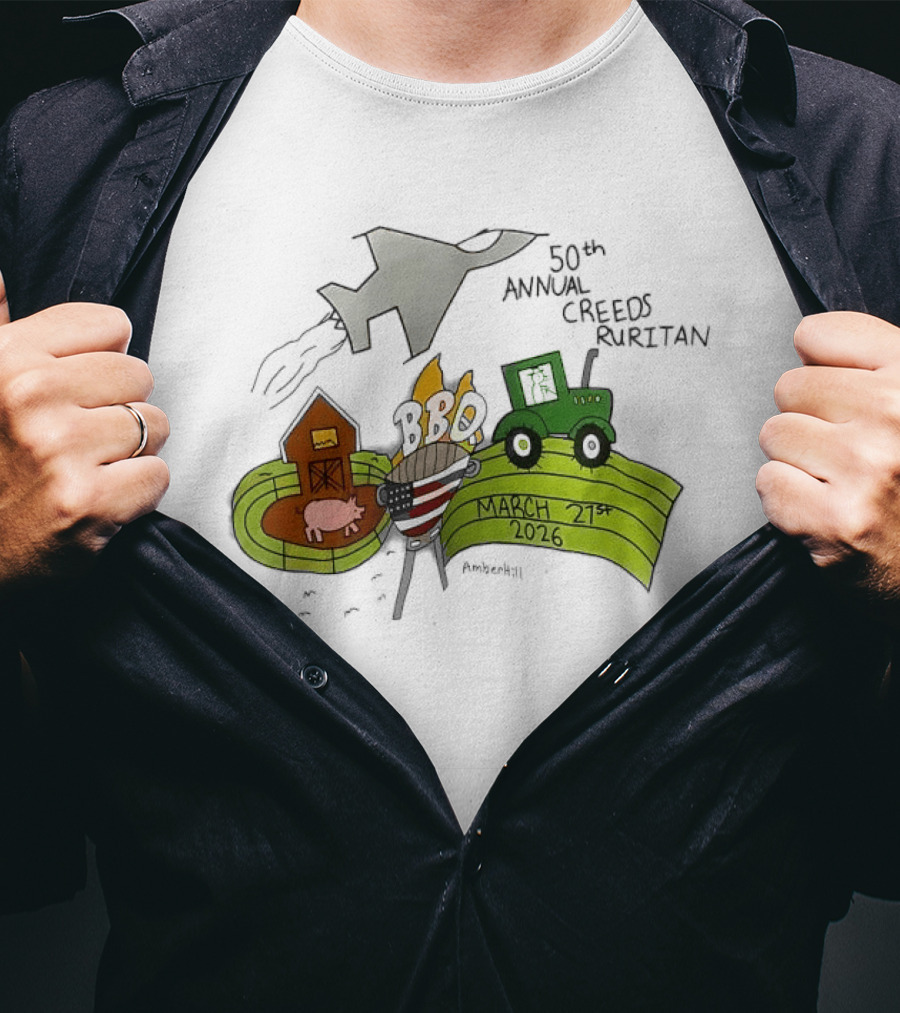 50th Annual Creeds Ruritan March 21st 2026 Farm Scene With Tractor And Barn T-Shirt