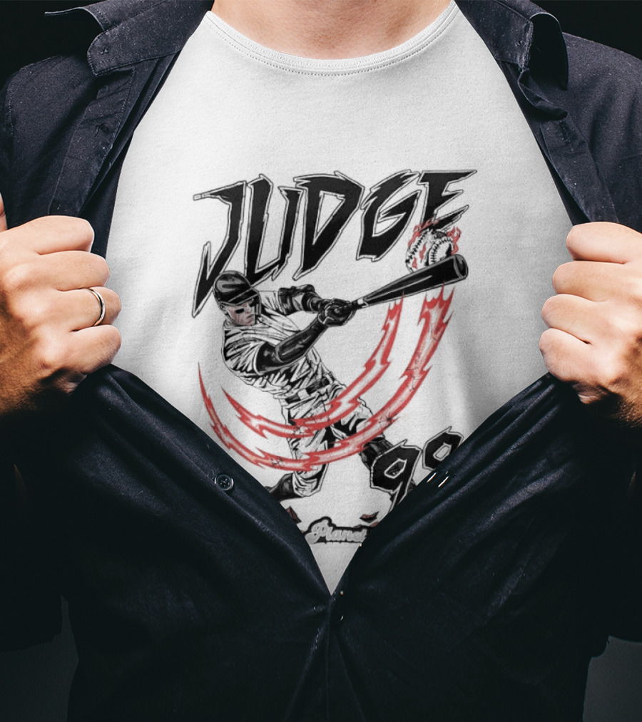 Aaron Judge 99 Yankees Baseball Power Swing Flame T-Shirt