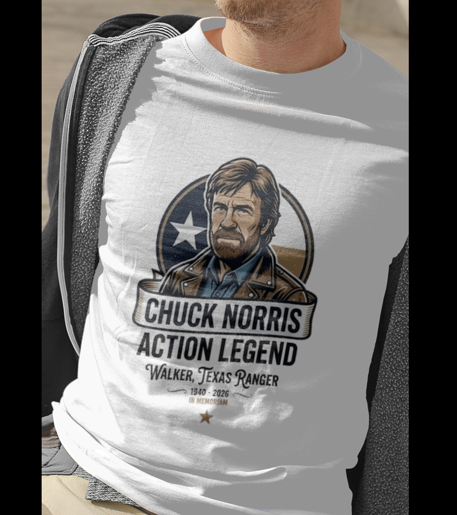 Chuck Norris Action Legend Walker Texas Ranger 1940 2026 In Memoriam Star T-Shirt