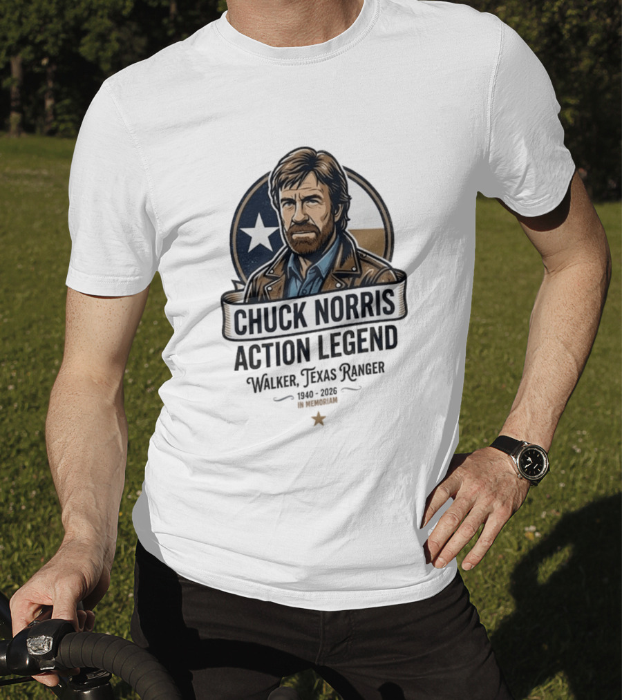 Chuck Norris Action Legend Walker Texas Ranger 1940 2026 In Memoriam Star T-Shirt