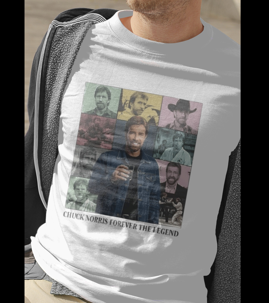 Chuck Norris Forever The Legend Iconic Moments Collage T-Shirt