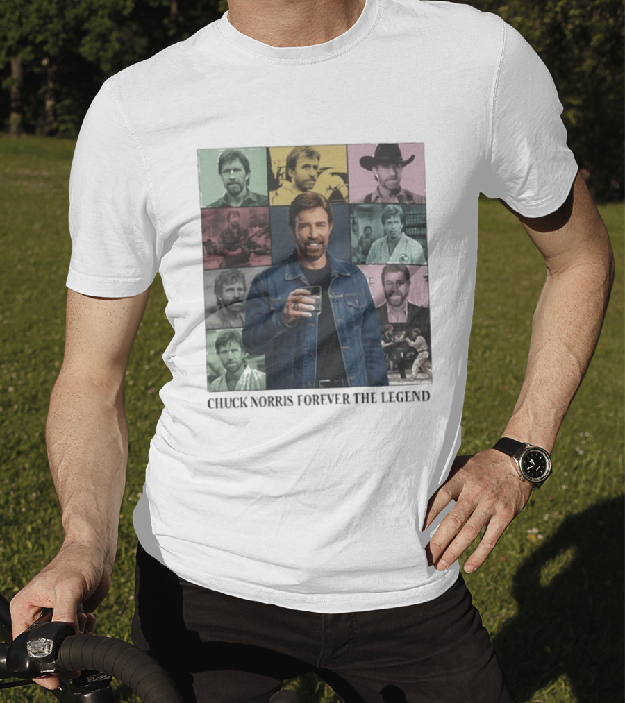 Chuck Norris Forever The Legend Iconic Moments Collage T-Shirt
