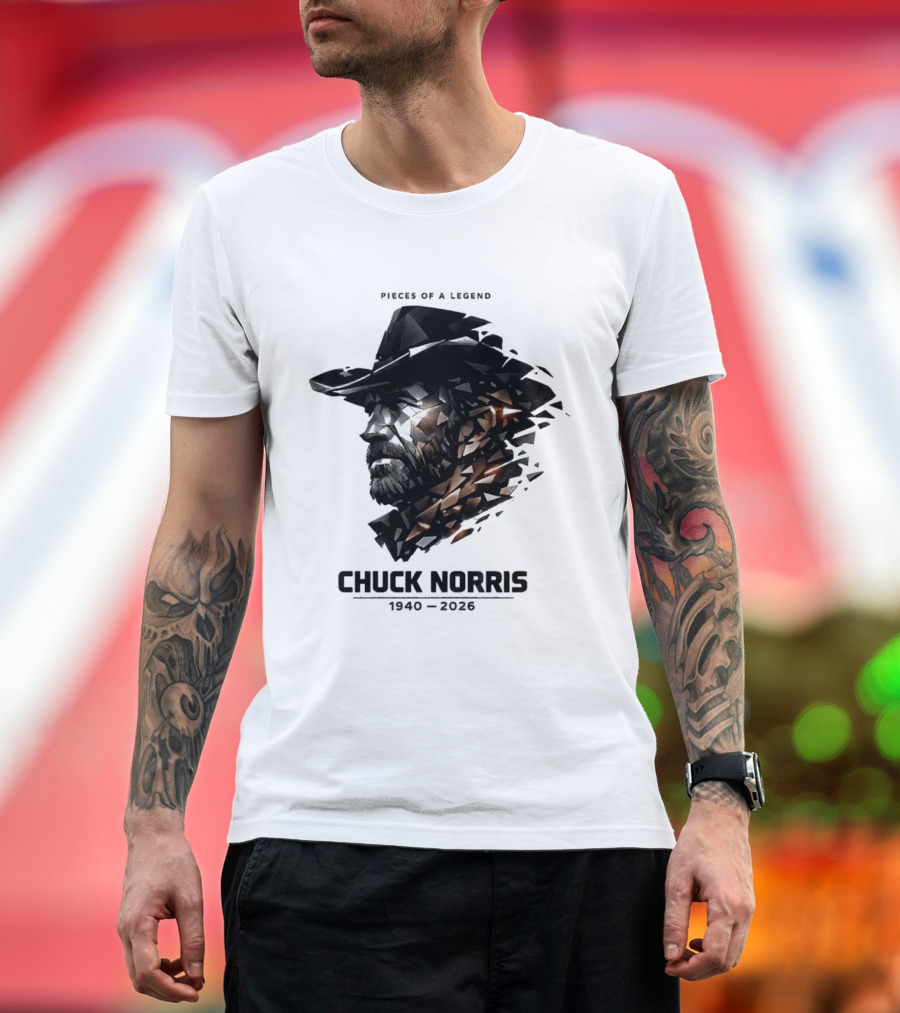 Chuck Norris Pieces Of A Legend 1940 2026 Cowboy Hat Triangular Fragmentation T-Shirt