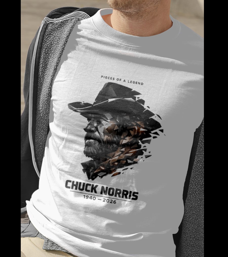 Chuck Norris Pieces Of A Legend 1940 2026 Cowboy Hat Triangular Fragmentation T-Shirt
