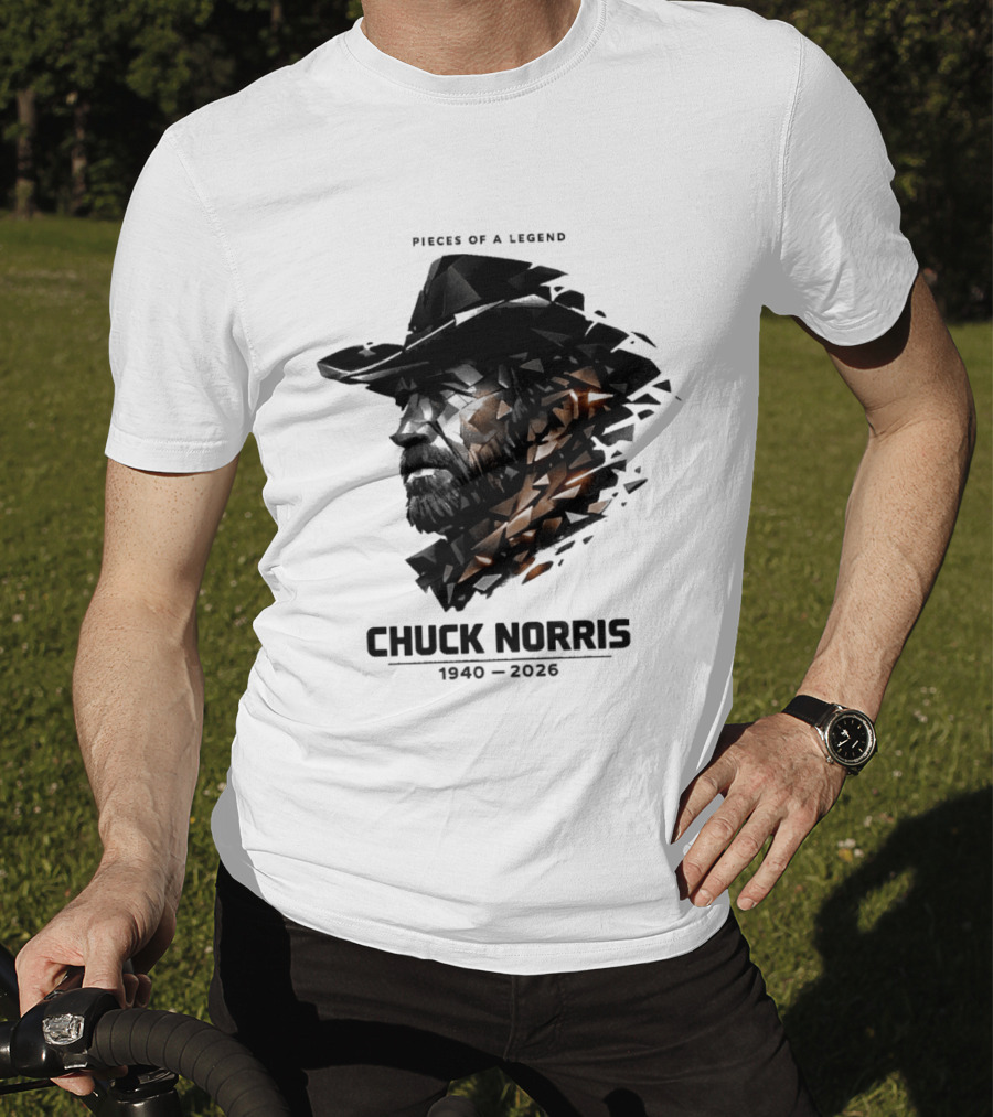 Chuck Norris Pieces Of A Legend 1940 2026 Cowboy Hat Triangular Fragmentation T-Shirt
