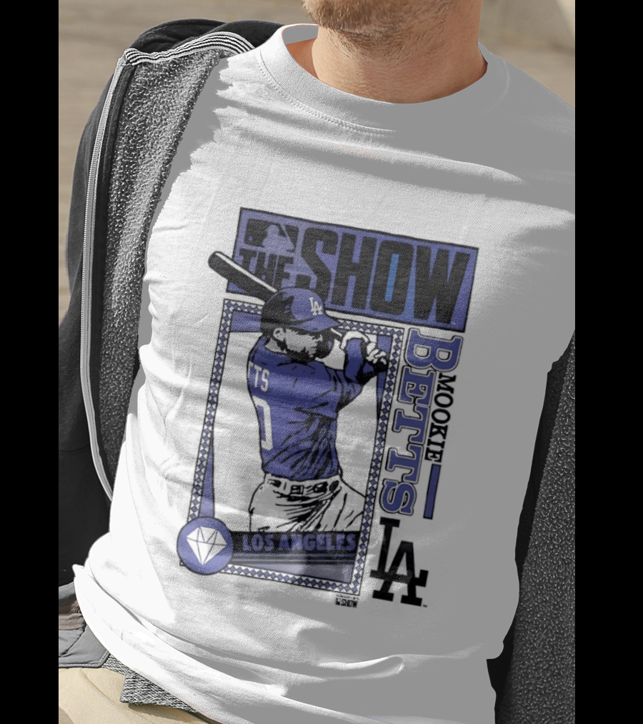 MLB The Show Mookie Betts 50 Los Angeles Dodgers Caricature T-Shirt