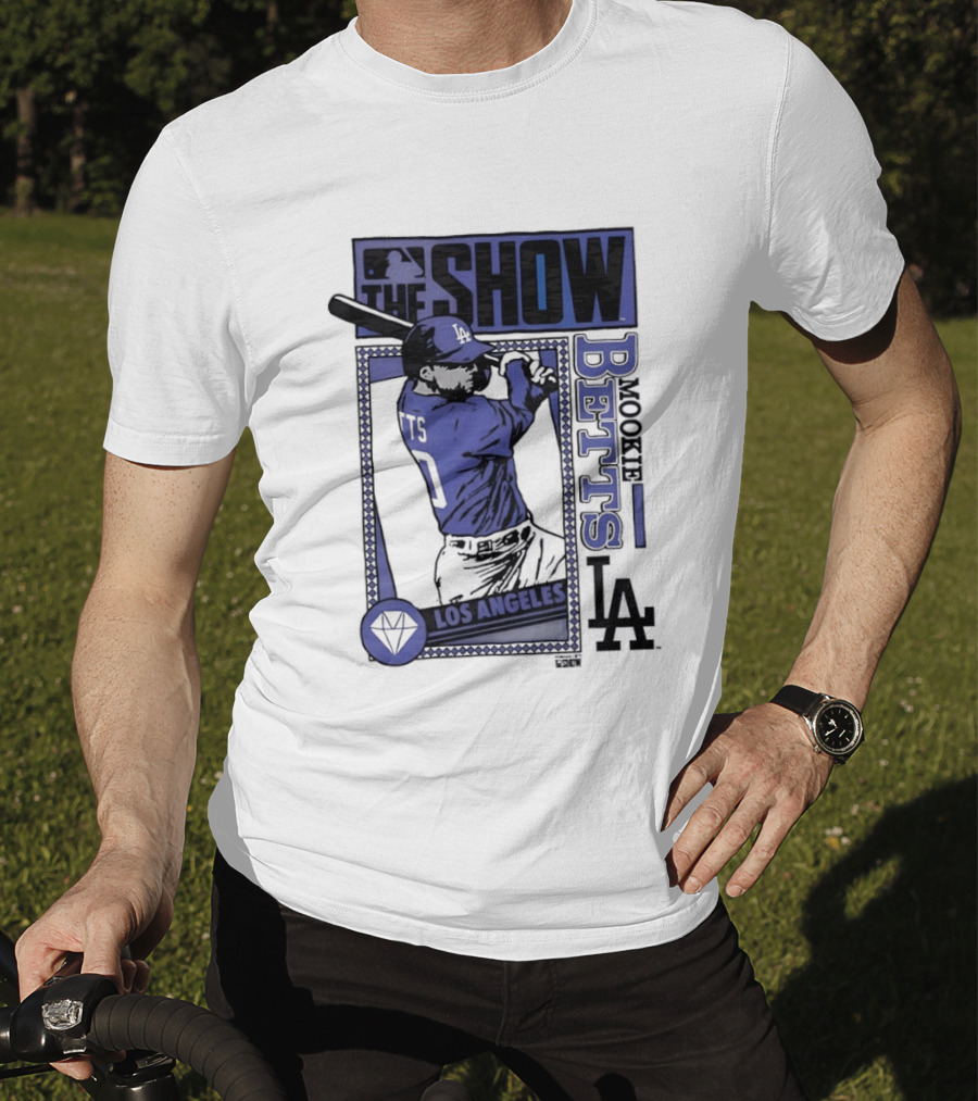 MLB The Show Mookie Betts 50 Los Angeles Dodgers Caricature T-Shirt