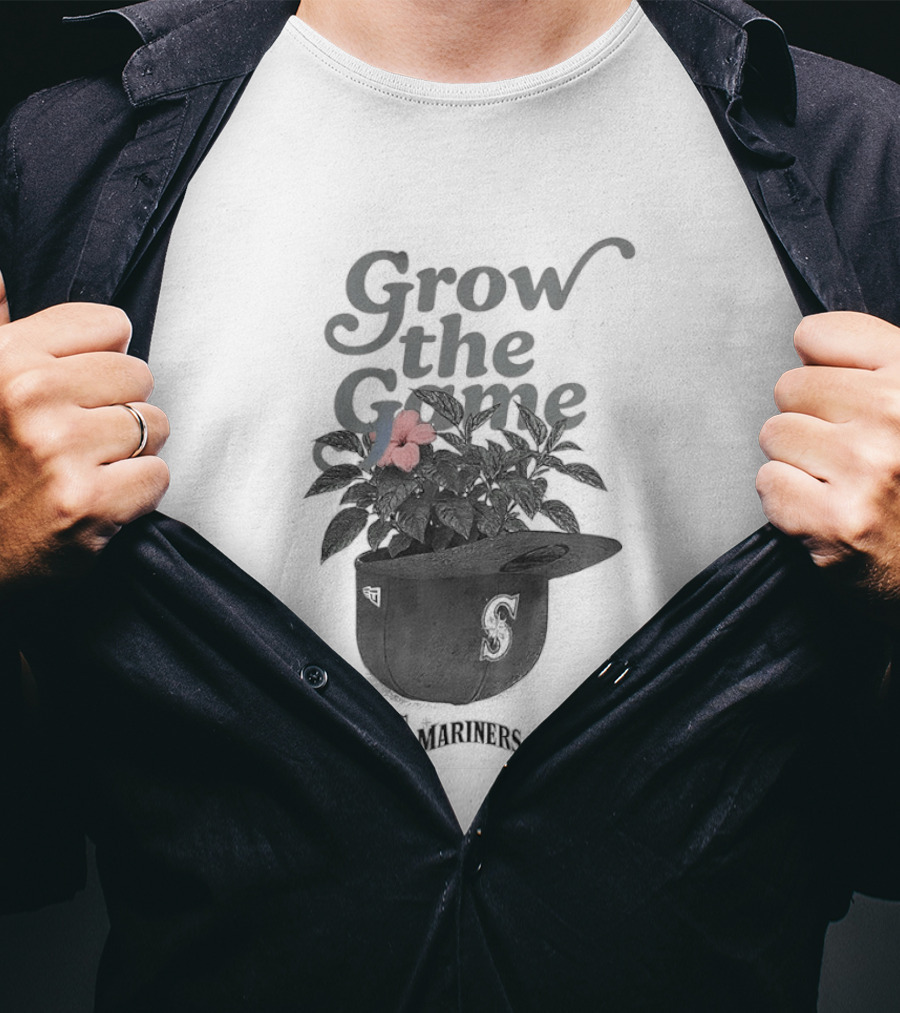 Seattle Mariners Grow The Game Hat With Flower Planting Visual T-Shirt