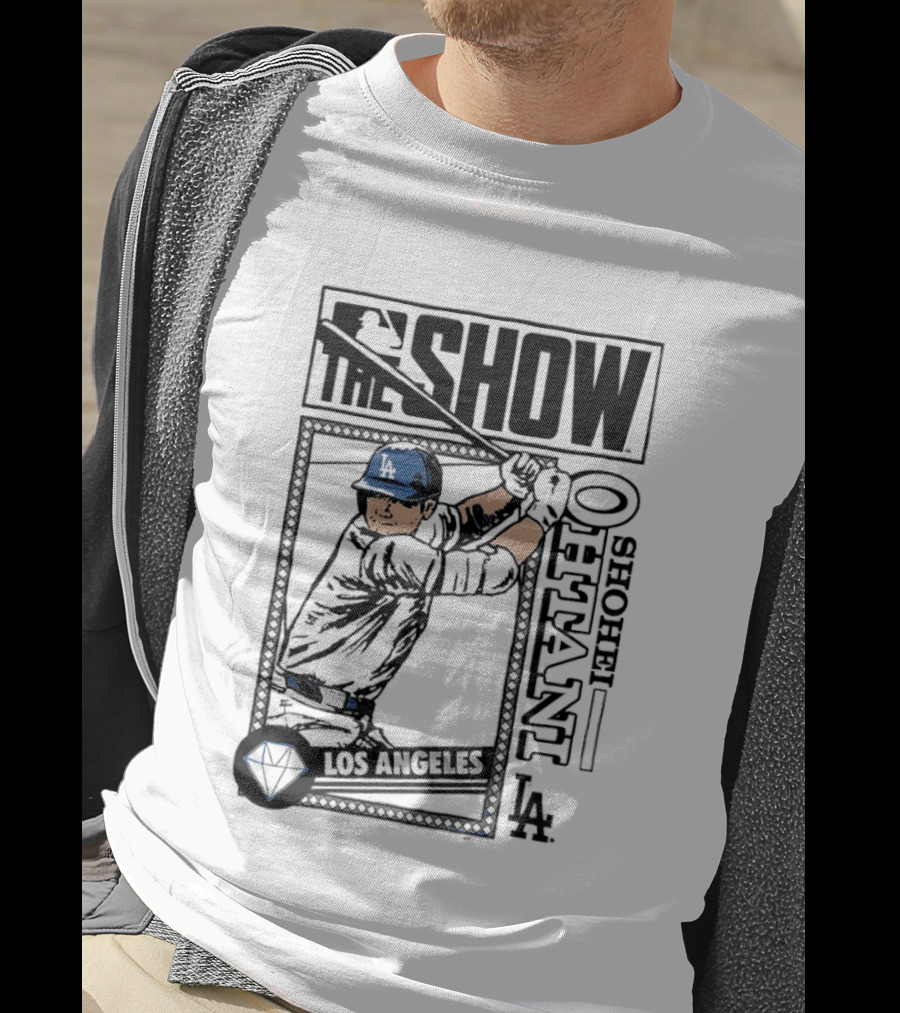 Shohei Ohtani 17 MLB The Show Los Angeles Dodgers Caricature T-Shirt