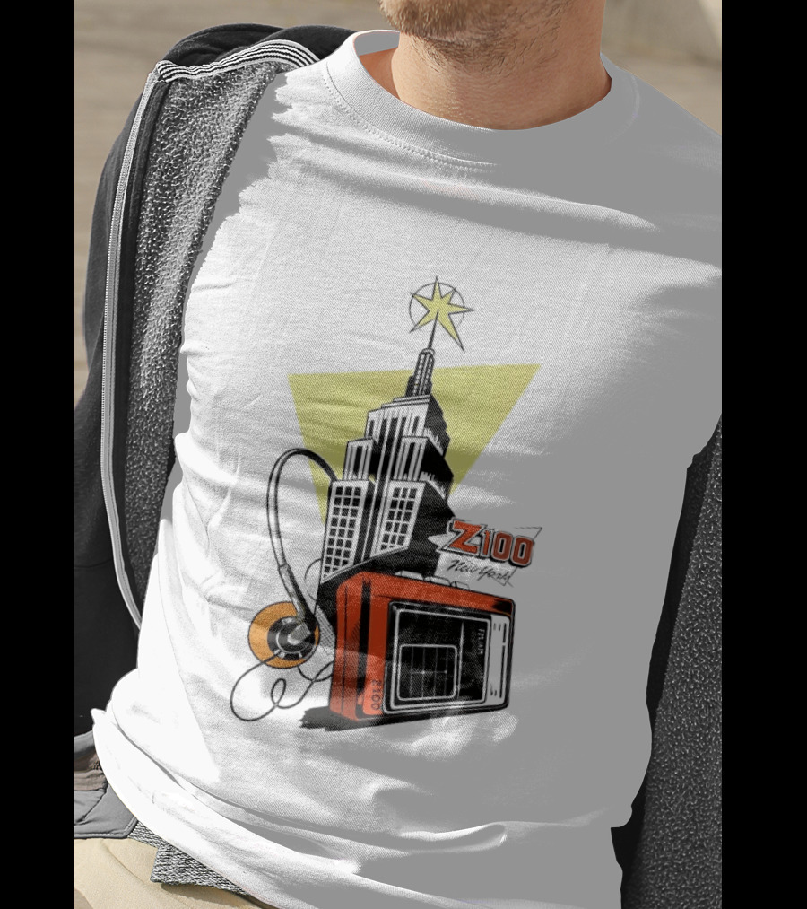 Z100 New York Retro Radio And Empire State Building Star T-Shirt