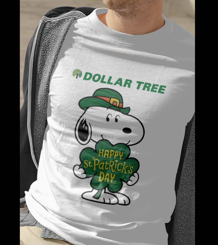 Dollar Tree Snoopy Happy St. Patrick's Day 2026 Clover Hat T-Shirt