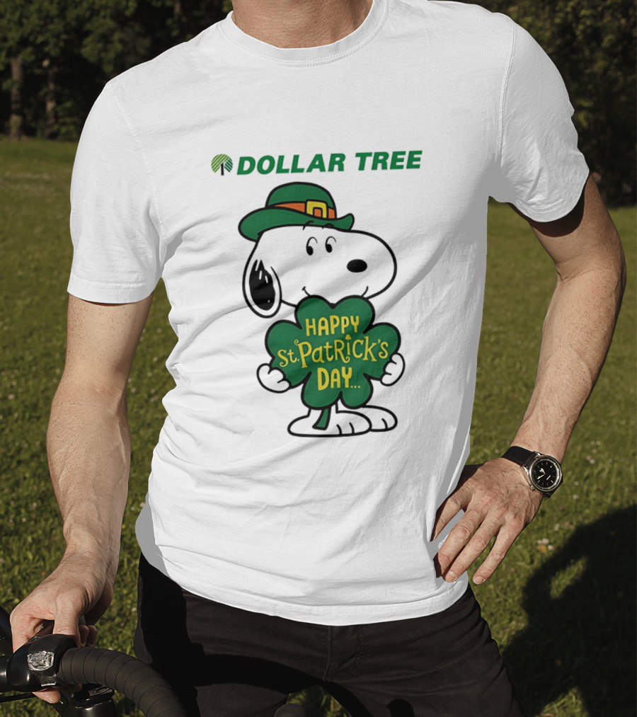 Dollar Tree Snoopy Happy St. Patrick's Day 2026 Clover Hat T-Shirt