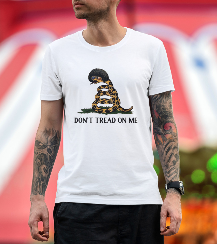 Don't Tread On Me American Flag Afro Snake T-Shirt