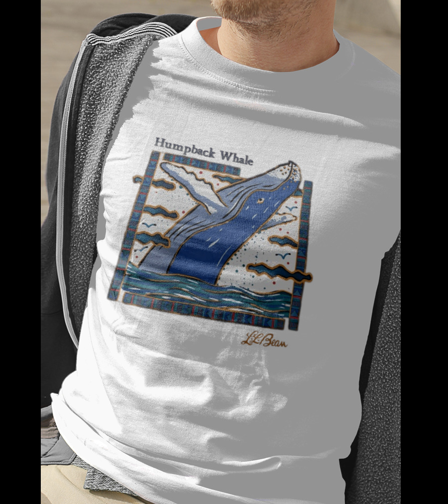 Humpback Whale Maritime Art 1990s Vibe Splashing Waves And Clouds Scene T-Shirt