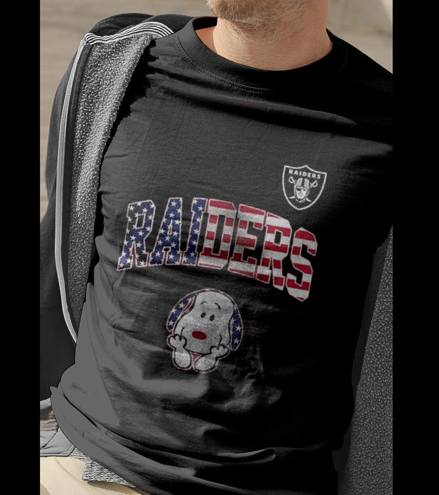 Las Vegas Raiders Peanuts Snoopy USA America 250th Anniversary T-Shirt