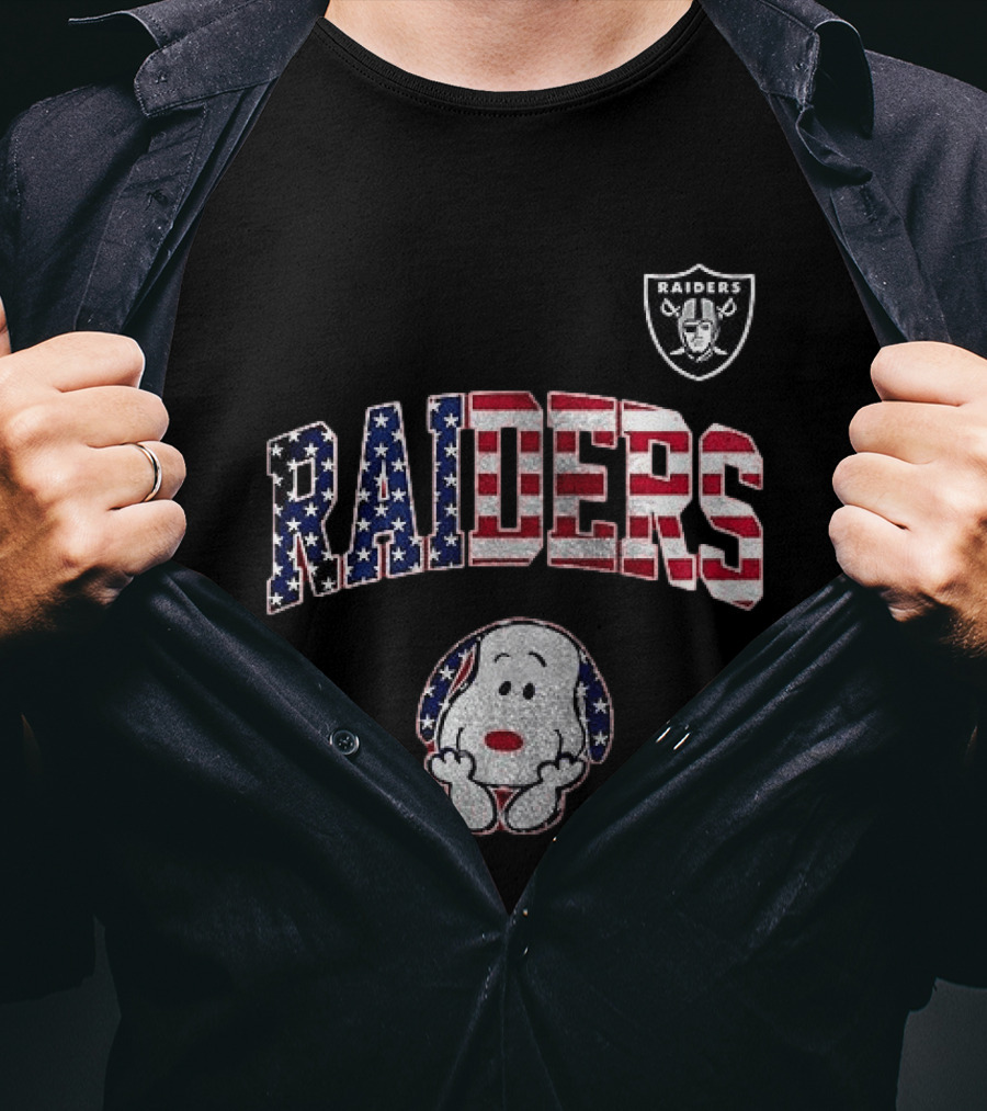 Las Vegas Raiders Peanuts Snoopy USA America 250th Anniversary T-Shirt