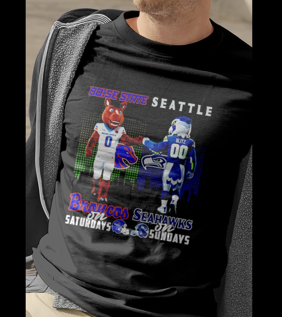 Boise State Broncos Saturdays Seattle Seahawks Sundays Skyline T-Shirt