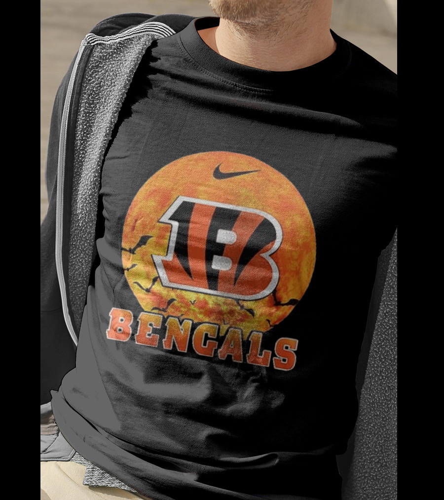 Cincinnati Bengals Halloween Nike Bats Pumpkin T-Shirt