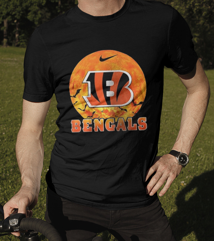 Cincinnati Bengals Halloween Nike Bats Pumpkin T-Shirt