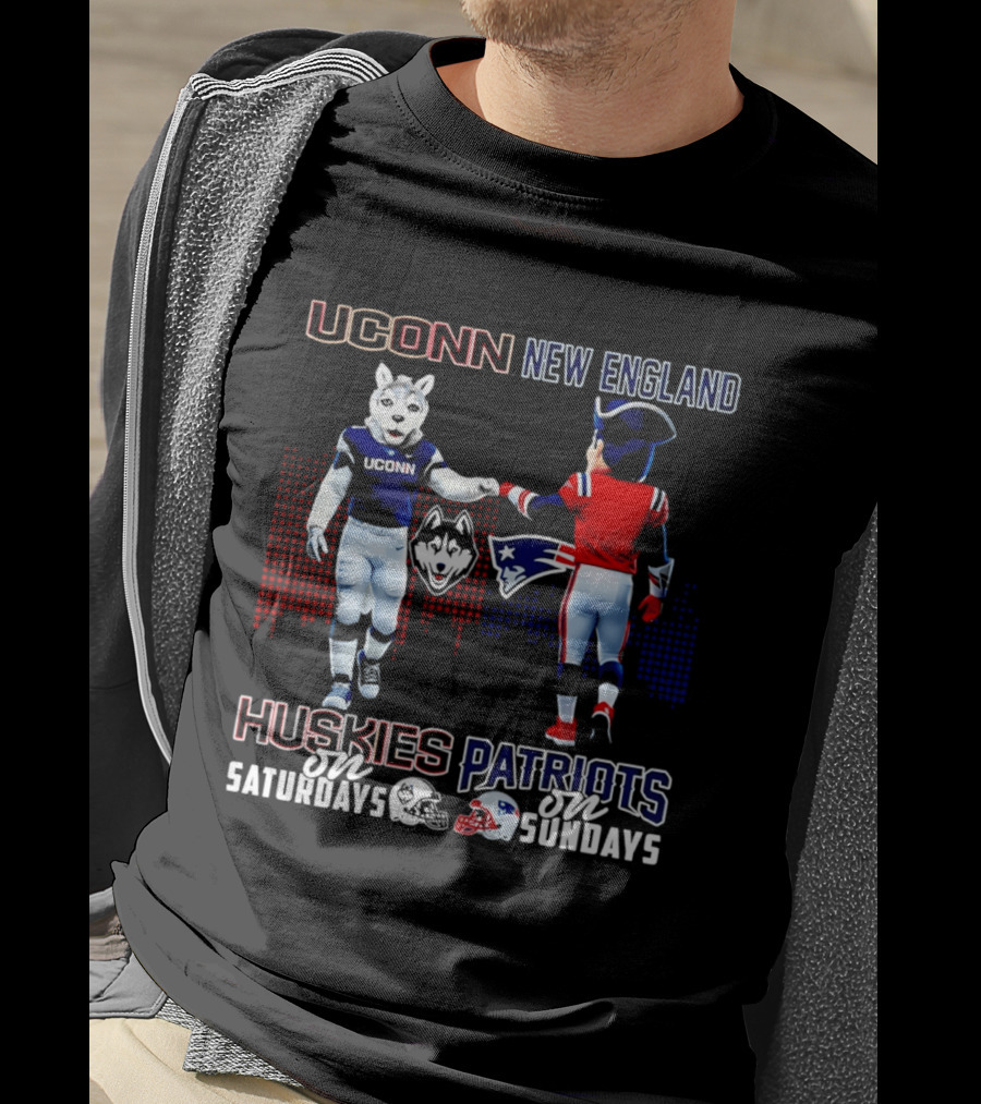 UConn Huskies On Saturdays New England Patriots On Sundays Skyline T-Shirt