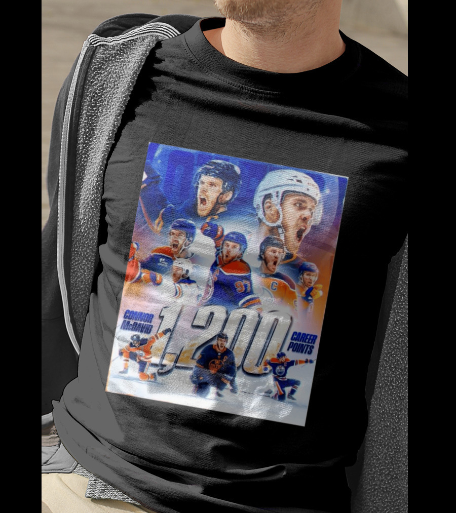 Connor McDavid 1200 Career Points NHL Record T-Shirt