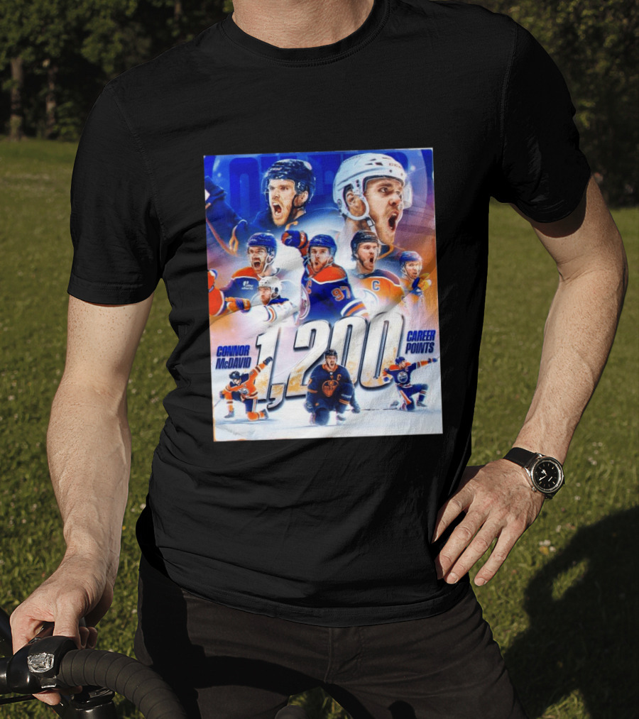 Connor McDavid 1200 Career Points NHL Record T-Shirt
