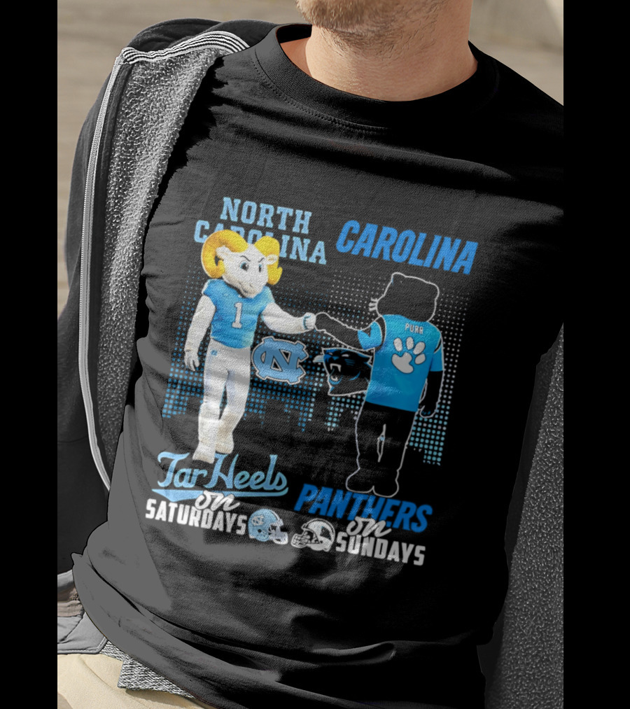 North Carolina Tar Heels Saturdays Carolina Panthers Sundays Skyline T-Shirt