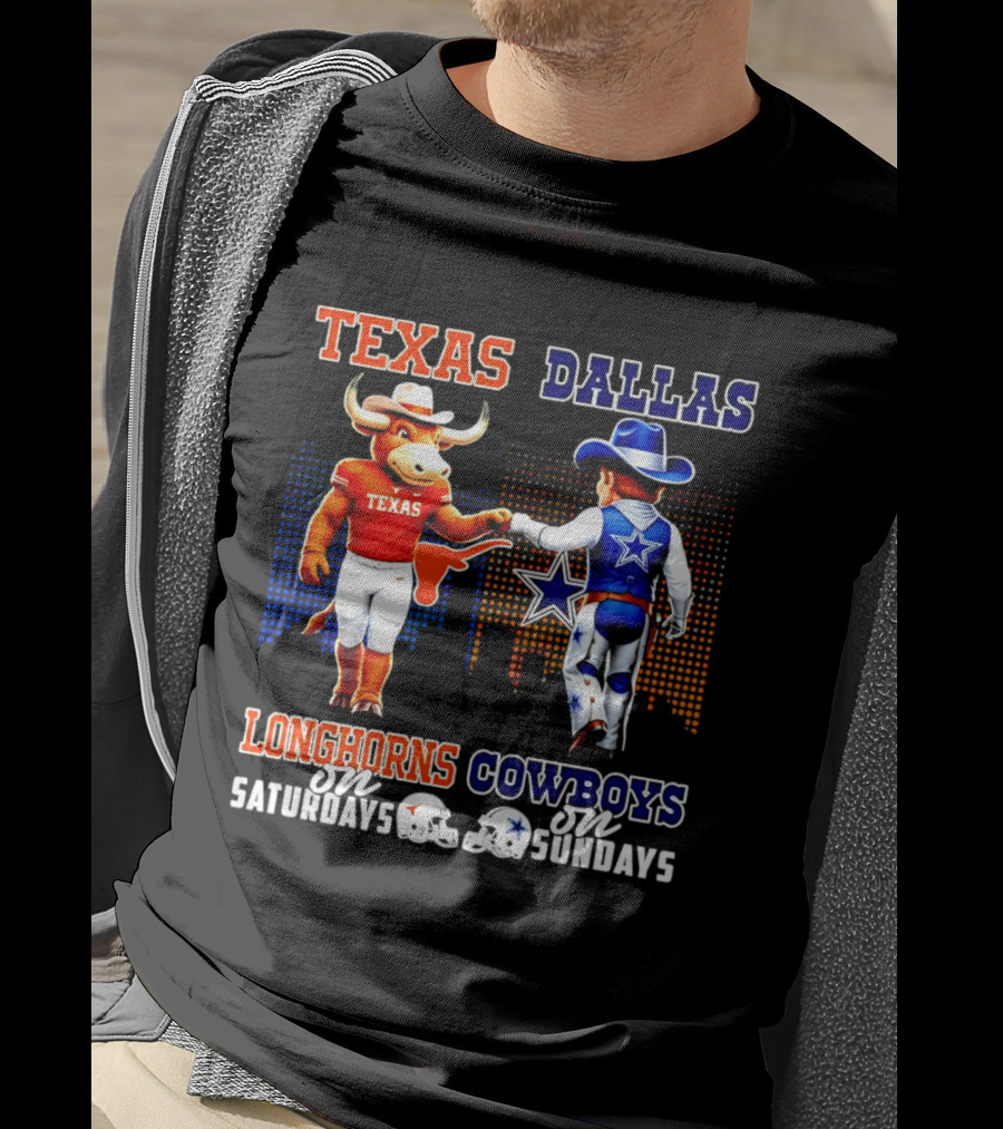 Texas Longhorns Saturdays Dallas Cowboys Sundays Skyline T-Shirt