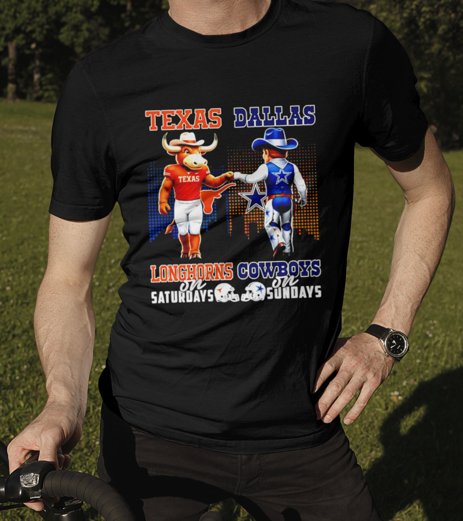 Texas Longhorns Saturdays Dallas Cowboys Sundays Skyline T-Shirt