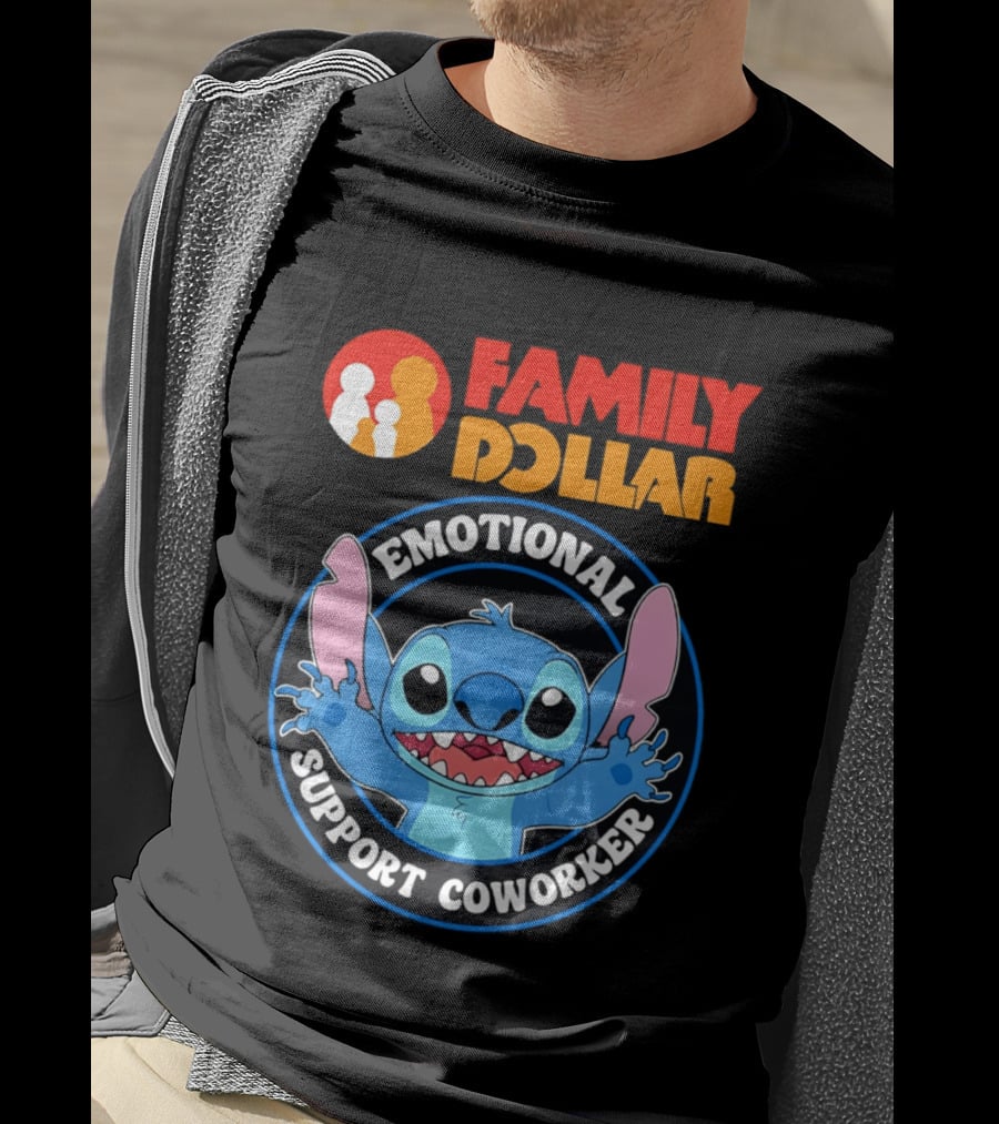 Family Dollar Emotional Support Coworker Stitch T-Shirt