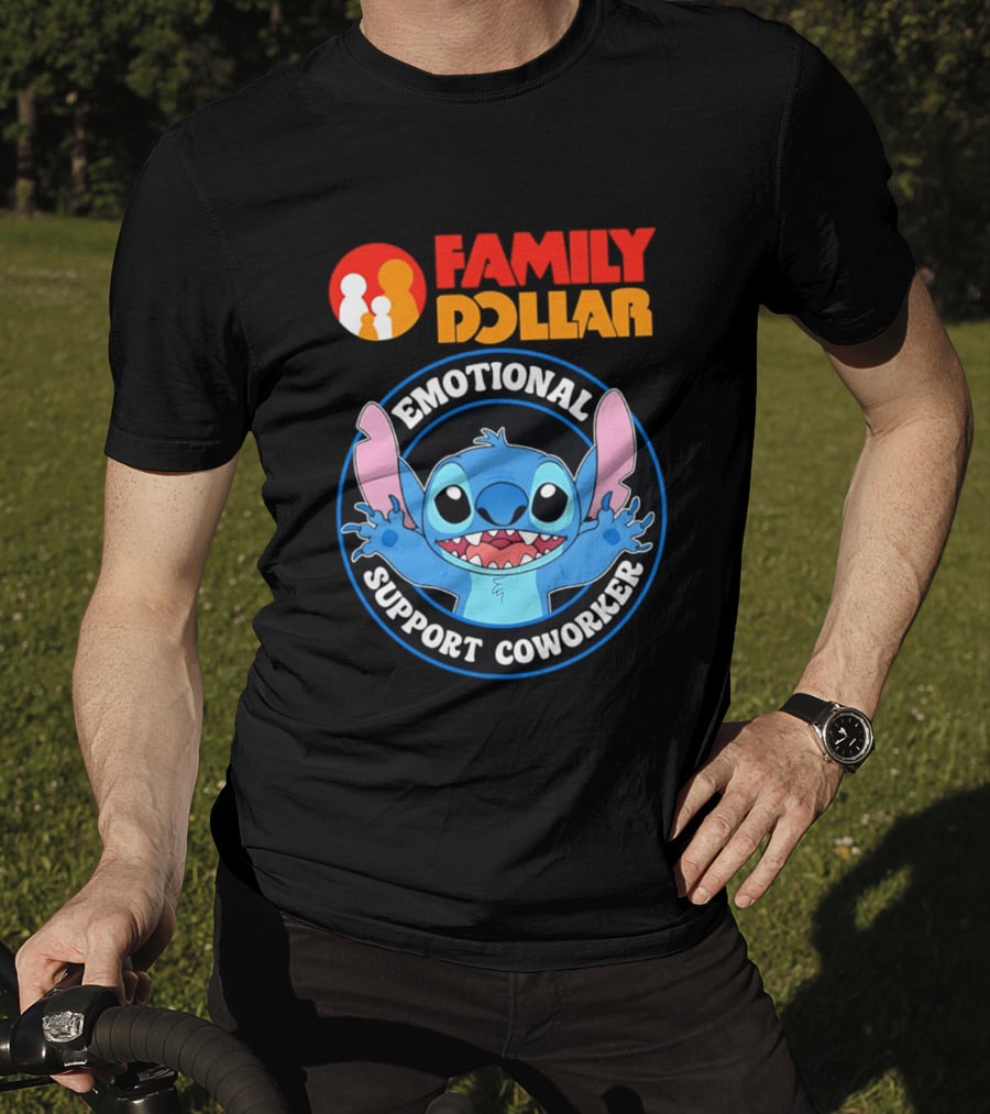 Family Dollar Emotional Support Coworker Stitch T-Shirt